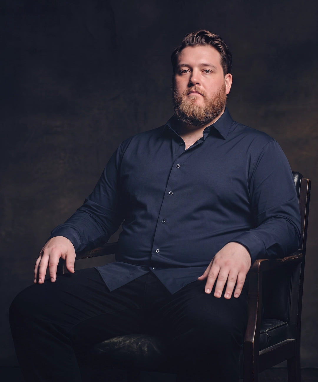 No-Gap Stretch Dress Shirt – Navy / Long Sleeve