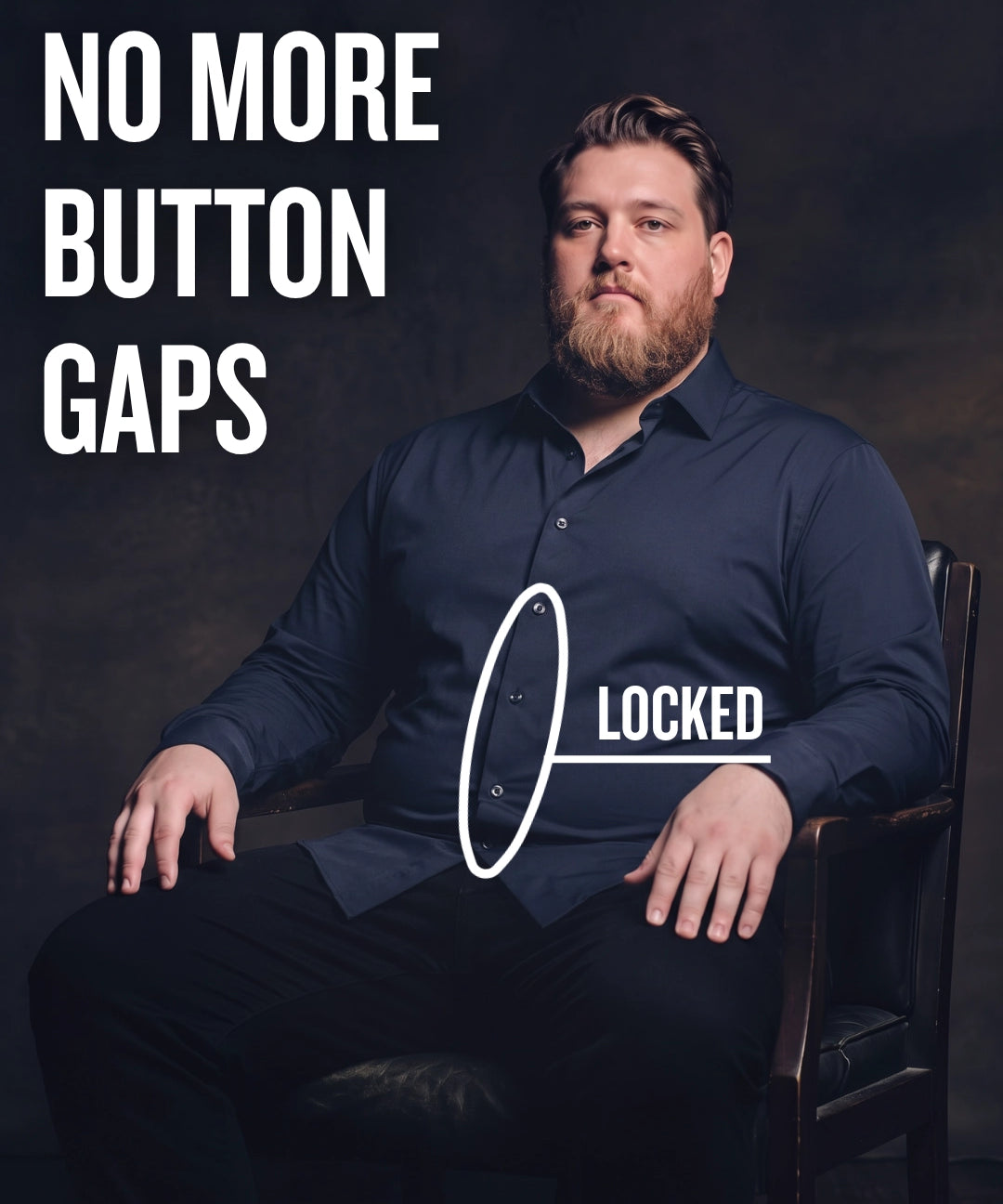 No-Gap Stretch Dress Shirt – Navy / Long Sleeve