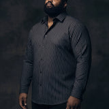 No-Gap Stretch Dress Shirt – Black Stripe / Long Sleeve