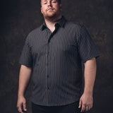 No-Gap Stretch Dress Shirt – Black Stripe / Short Sleeve