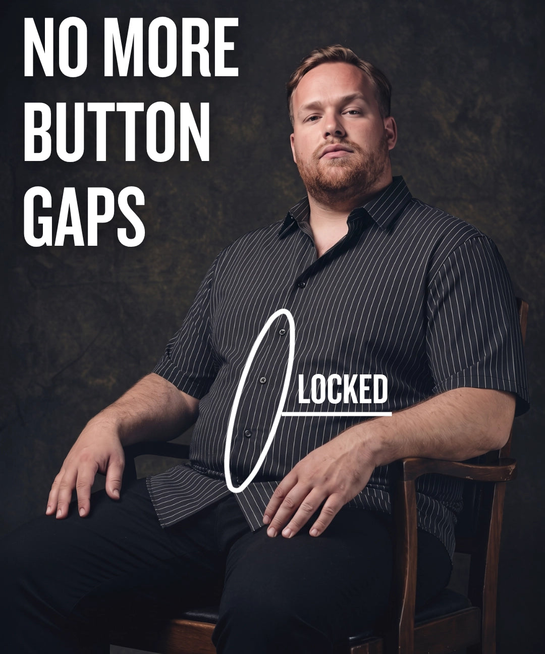 No-Gap Stretch Dress Shirt – Black Stripe / Short Sleeve