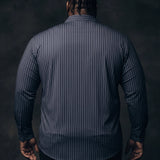 No-Gap Stretch Dress Shirt – Navy Stripe / Long Sleeve