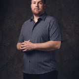 No-Gap Stretch Dress Shirt – Navy Stripe / Short Sleeve