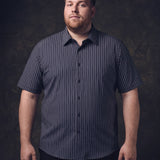 No-Gap Stretch Dress Shirt – Navy Stripe / Short Sleeve