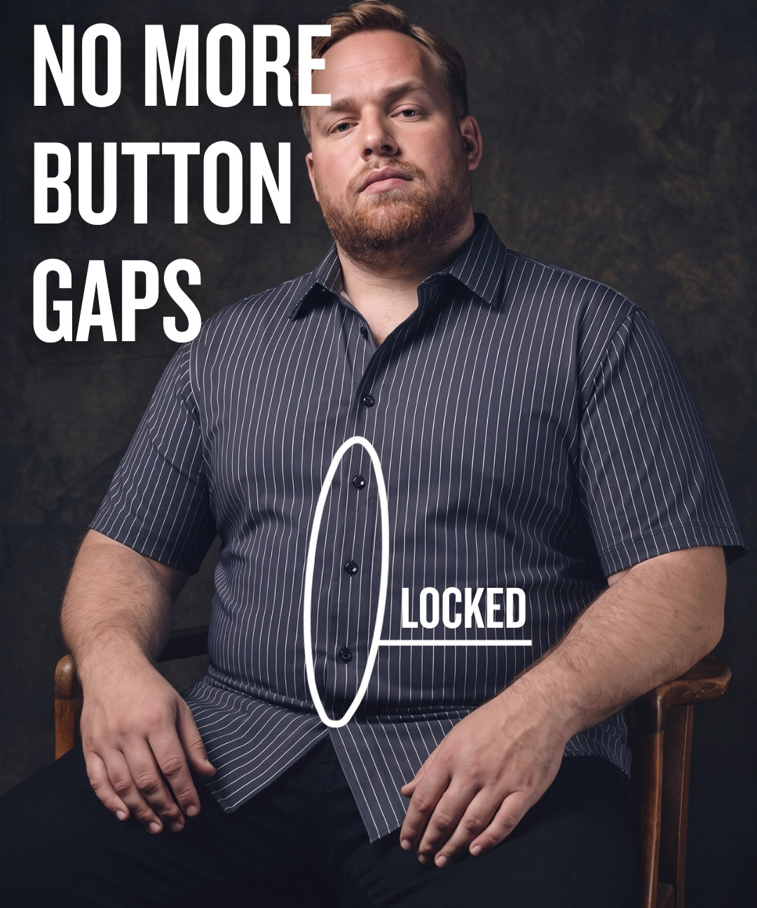 No-Gap Stretch Dress Shirt – Navy Stripe / Short Sleeve