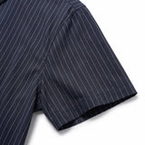 No-Gap Stretch Dress Shirt – Navy Stripe / Short Sleeve