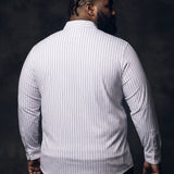 No-Gap Stretch Dress Shirt – White Stripe / Long Sleeve