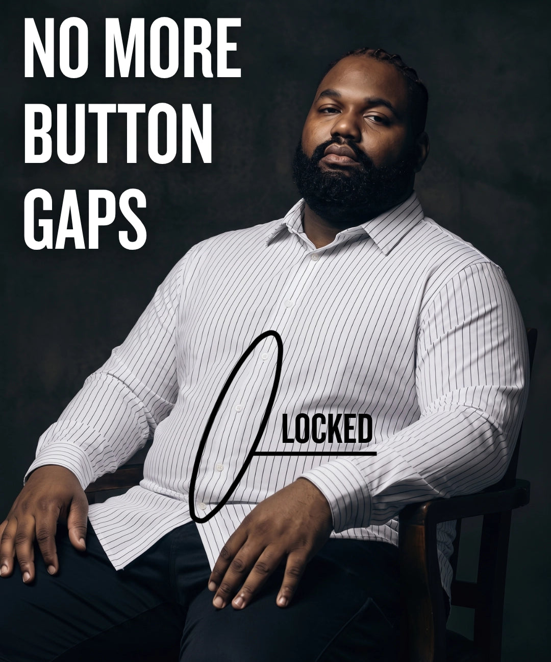 No-Gap Stretch Dress Shirt – White Stripe / Long Sleeve