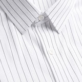 No-Gap Stretch Dress Shirt – White Stripe / Short Sleeve