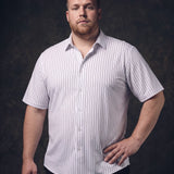 No-Gap Stretch Dress Shirt – White Stripe / Short Sleeve