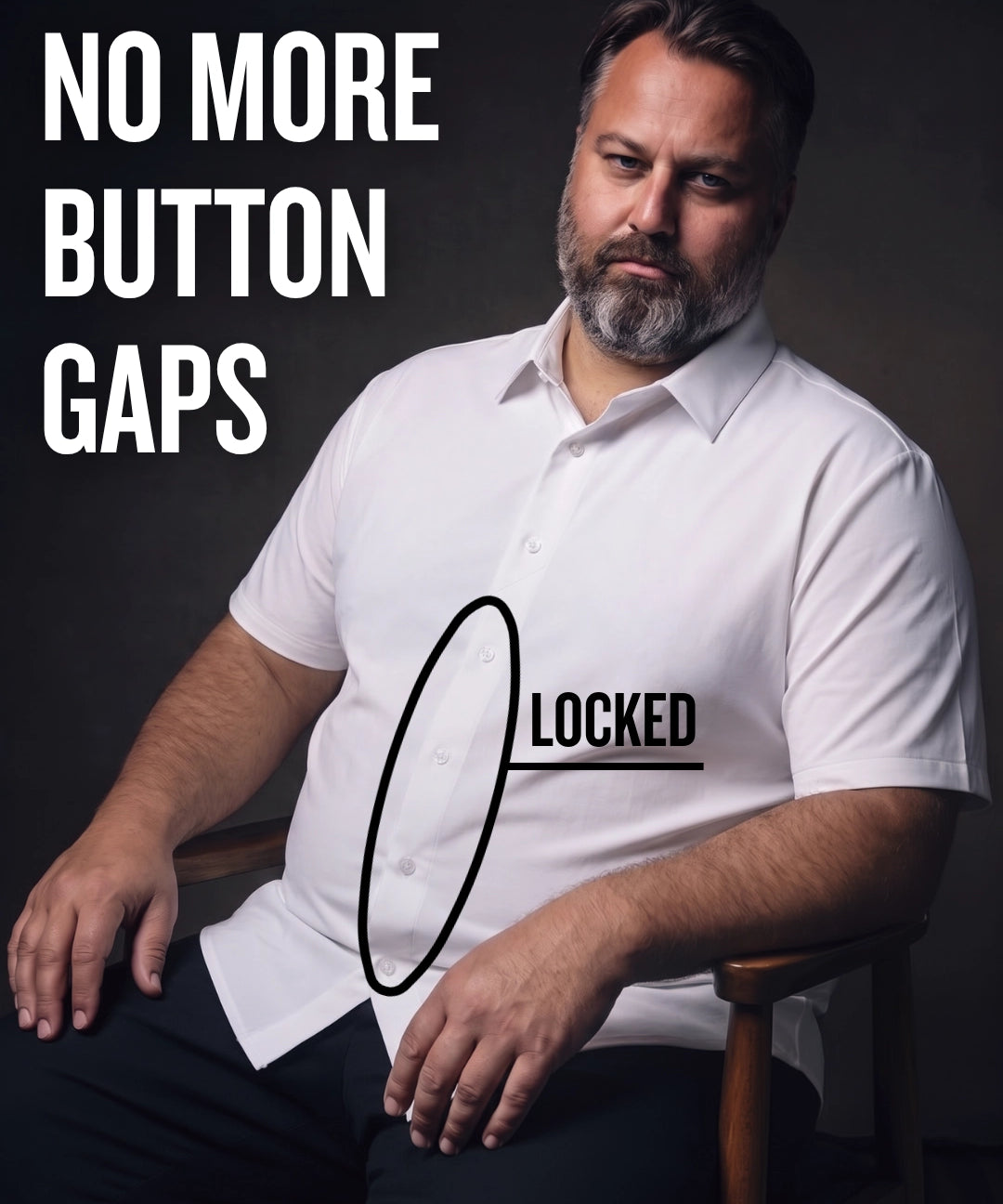 No-Gap Stretch Dress Shirt – White / Short Sleeve