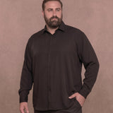 No-Gap Stretch Shirt – Black / Long Sleeve