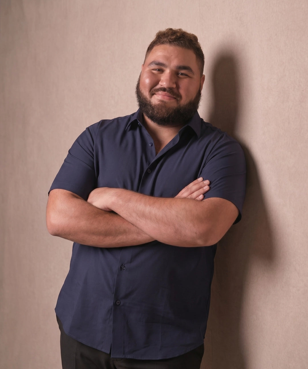 No-Gap Stretch Shirt – Navy / Short Sleeve